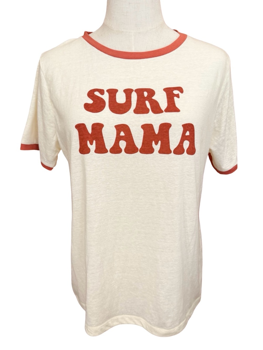 NWOT Rip Curl “Surf Mama” Cream Ringer Tee Size Large